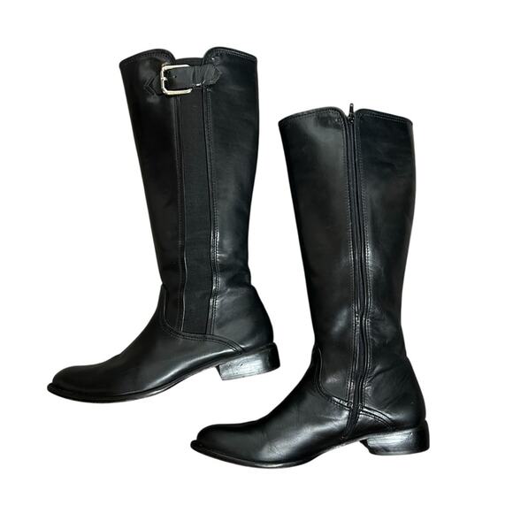 Corso Como Syracuse Boots Size 8.5 Italian Black Leather Extendable Calf - Picture 3 of 13